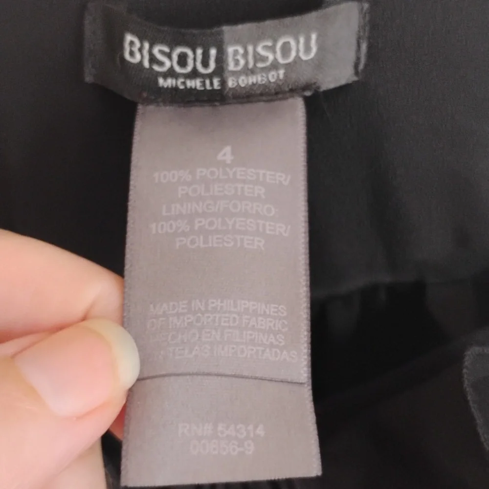 Bisou Bisou | Black Ruffled Asymmetrical Sleeveless Dress | 4 | EUC - Picture 5 of 5